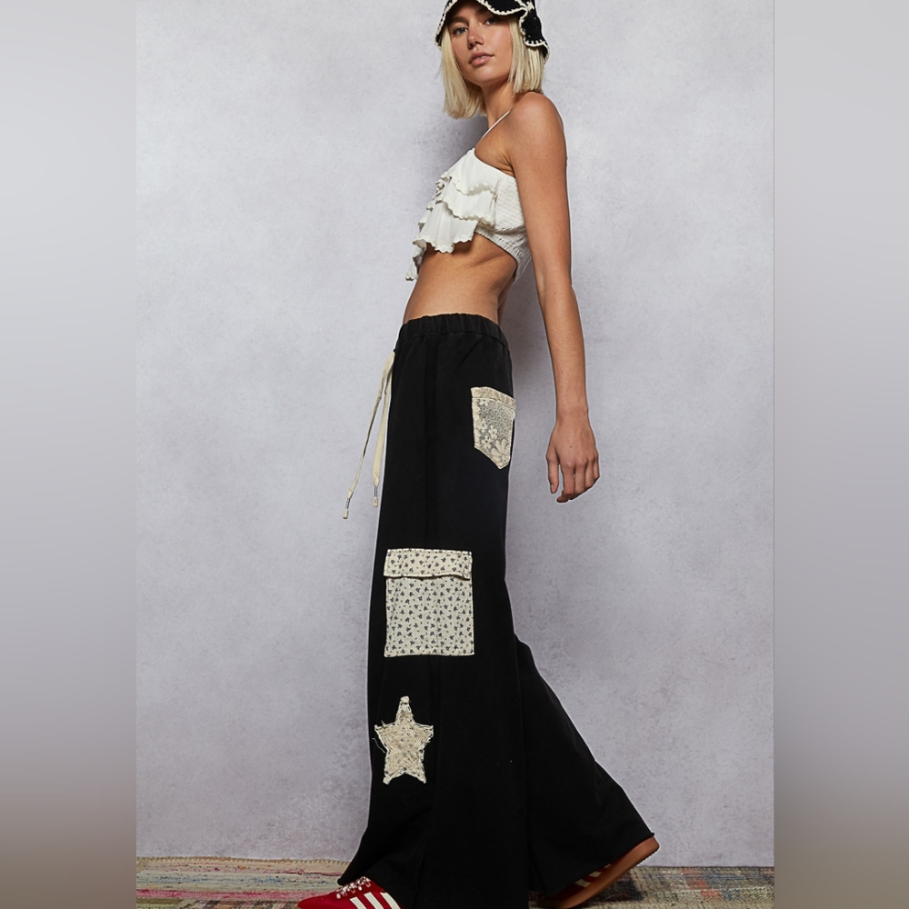 POL STAR PATCH WIDE LEG RELAXED FIT PANTS FINAL PRICE! - Picture 5 of 6